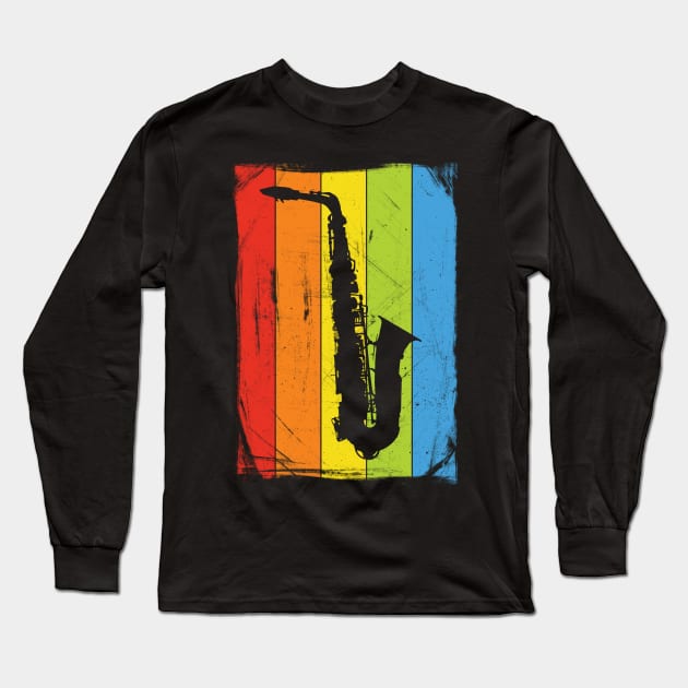 Rainbow Saxophone Long Sleeve T-Shirt by fizzyllama